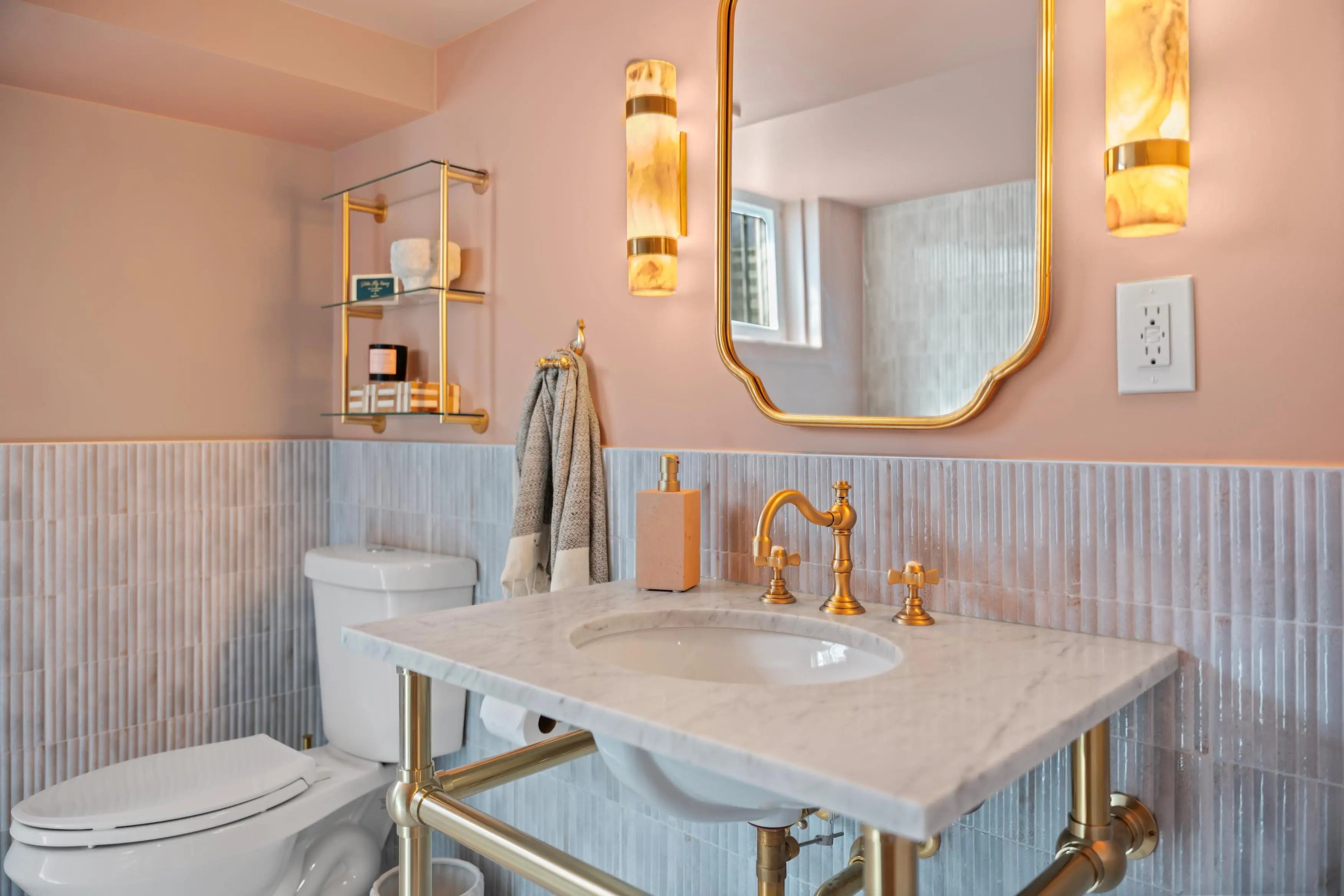 Professional property photography of a bright, clean bathroom with modern fixtures and tile work in Washington DC