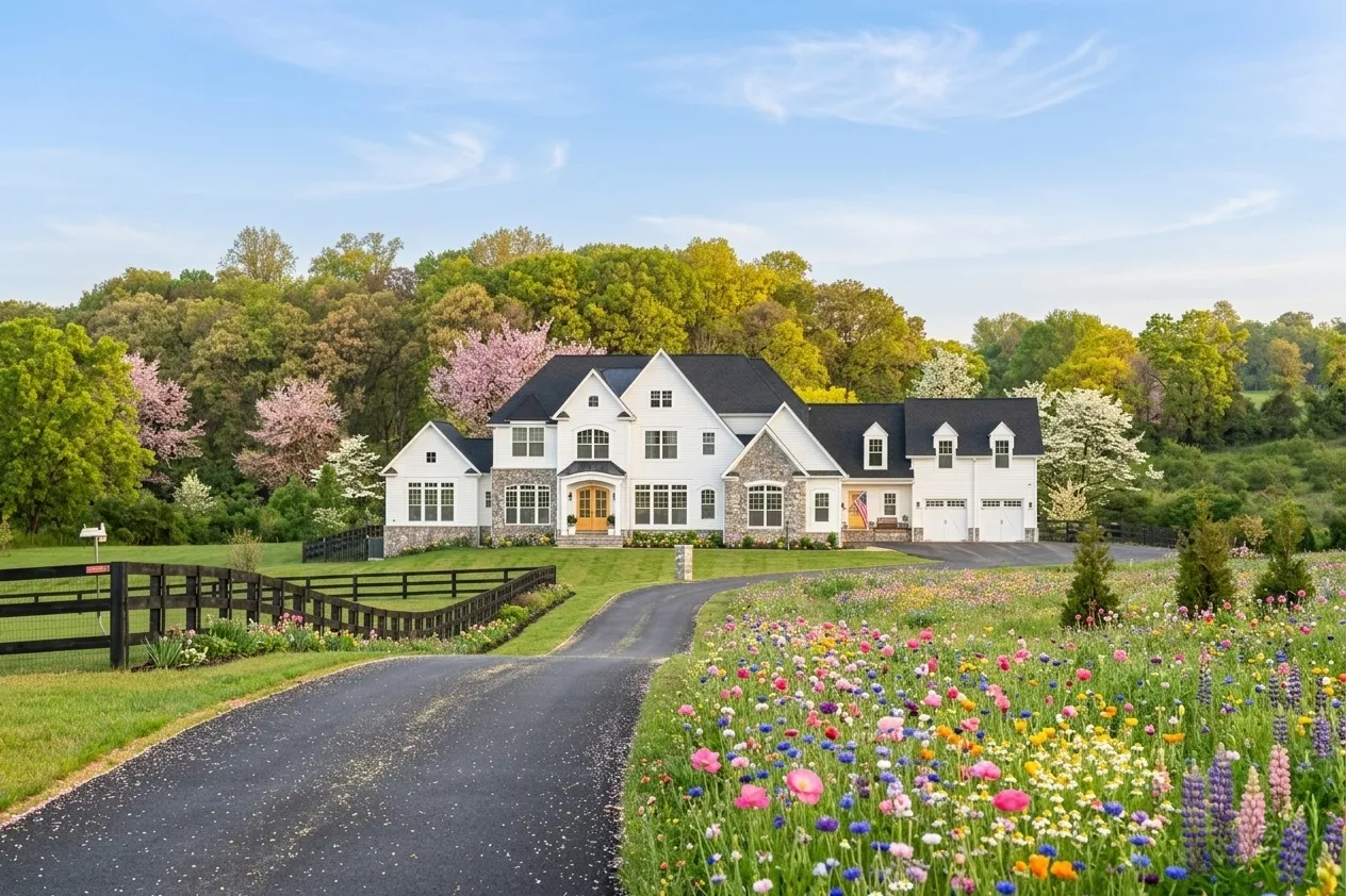 Property photographed in spring conditions