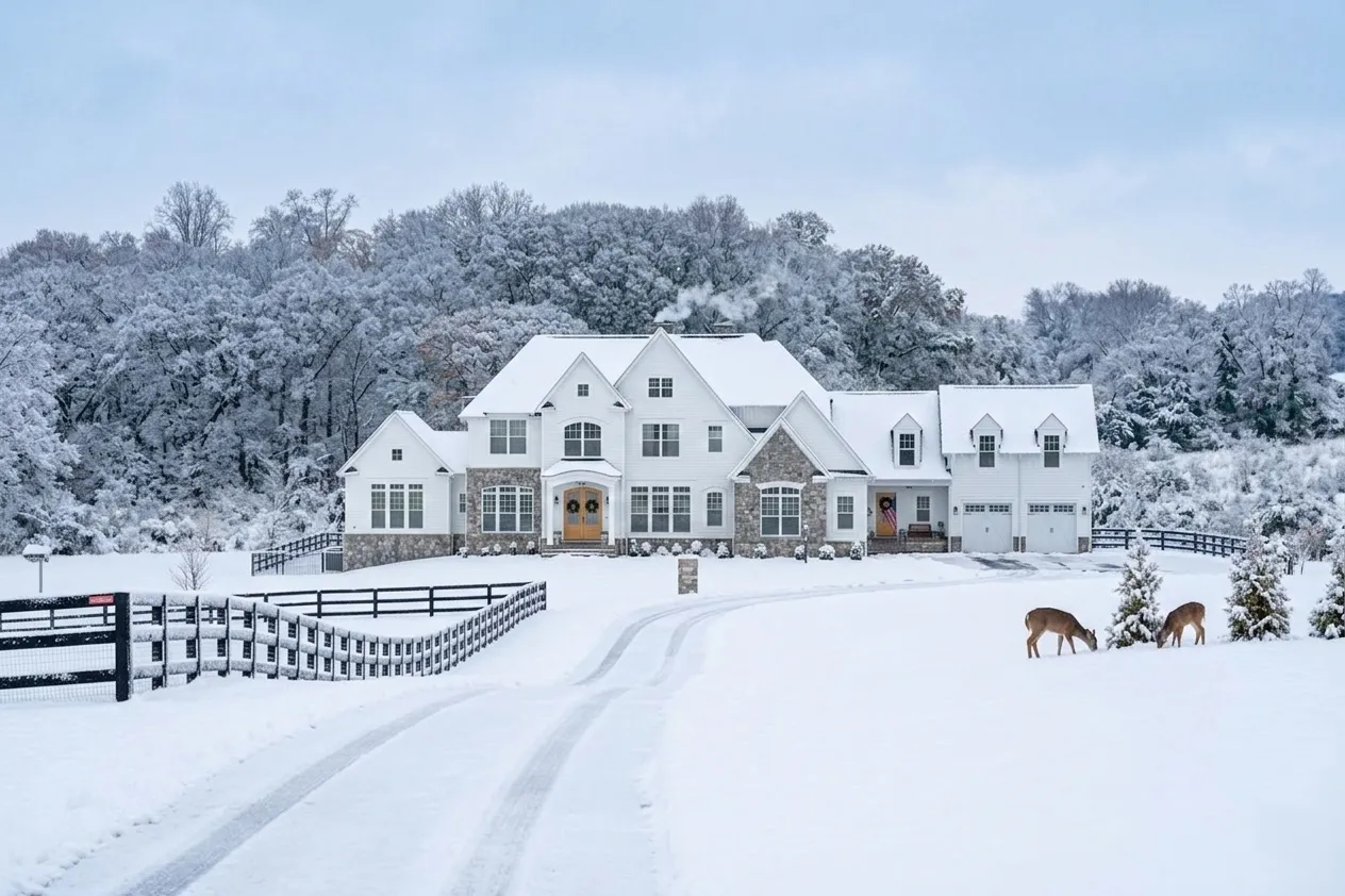 Property photographed in winter conditions